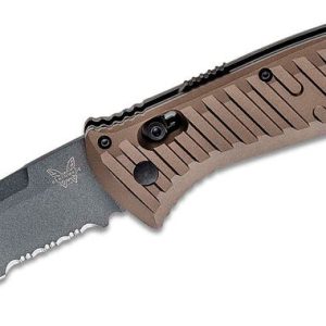 Benchmade Presidio II AUTO Folding Knife 3.72" CPM-M4 Gray Drop Point Combo Blade Burnt Bronze