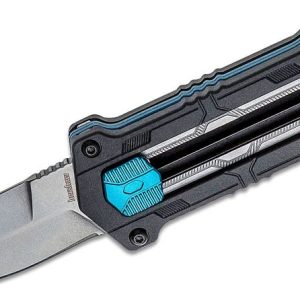 Kershaw Jens Anso Kapsule Sliding Button Lock OTF Knife 1.9" Stonewashed Spear Point Blade