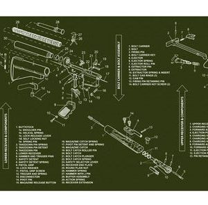 TekMat Original Cleaning Mat AR-15 Diagram 12" x 36" OD Green
