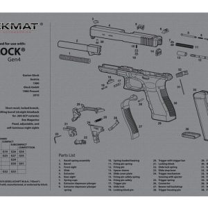 TekMat Original Cleaning Mat Gray 11x17" with Glock Gen4 Diagram