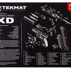 TekMat Ultra Premium Cleaning Mat Black / White Springfield XD Parts Diagram