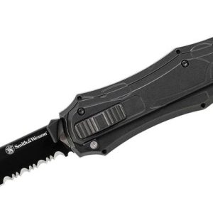 Smith and Wesson OTF Knife - 3.5" Black Serrated Spear Point Blade