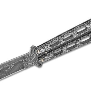 Bear and Sons Cutlery Butterfly Silver Knife - 4" Plain Damascus Clip Point Blade