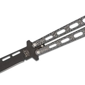 Bear and Sons Cutlery Butterfly Silver Knife - 4" Plain Black Drop Point Blade