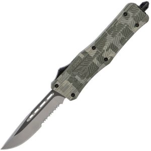 CobraTec Knives Medium CTK-1 OTF Knife - 3" Partially Serrated Drop-Point Blade DigiCamo