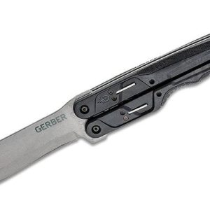 Gerber DoubleDown Folding Machete 6.75" 420HC Stonewashed Recurve Blade Black Handles QuadLock