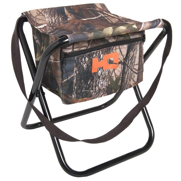 HQ Outfitters Camo Folding Stool with Storage Pocket