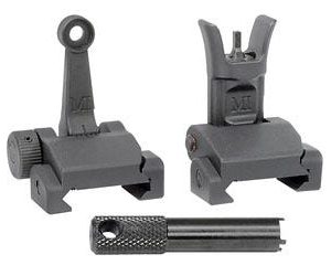 Midwest Industries Combat Rifle Sight Set Adjustable Front and Rear Sight Low Profile Flip-Up