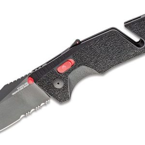 SOG Trident AT Folding Knife - 3.7" Black Serrated Clip Point Blade