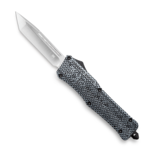 CobraTec CTK-1 Carbon Fiber OTF Knife - 3.75" Plain Tanto Blade with Nylon Sheath