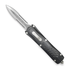 CobraTec Grey King Cobra OTF Knife - 4" Serrated Dagger Blade with Nylon Sheath