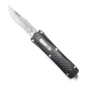 CobraTec Grey King Cobra OTF Knife - 4" Serrated Drop Point Blade with Nylon Sheath