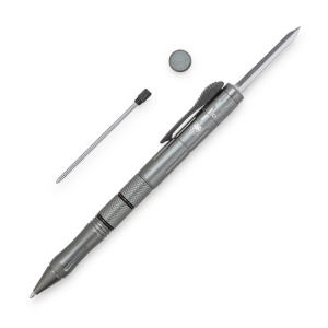 CobraTec Grey OTF Pen Knife - 1.75" Plain Spear Point Blade with Black Ink