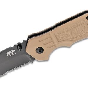 Smith and Wesson M&P M2.0 Rescue Flat Dark Earth - 3.27" Black Serrated Tanto Blade
